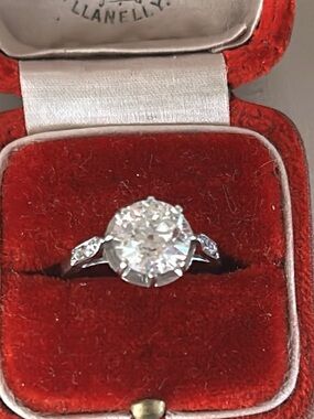 Antique platinum 2.2 carat old cut diamond ring size 5.75